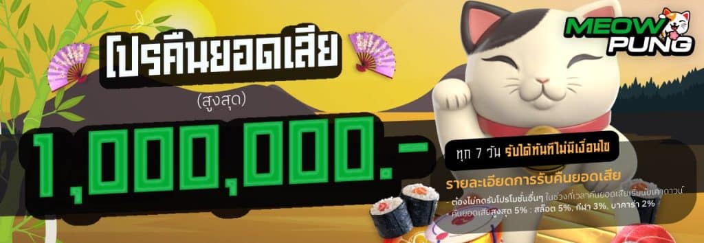 โปรคืนยอดเสียสูงสุด 1,000,000 บาท